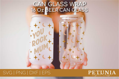 You Rock Mum Can Glass SVG | Mother's Day Can Glass Wrap SVG SVG Petunia Digital Design 