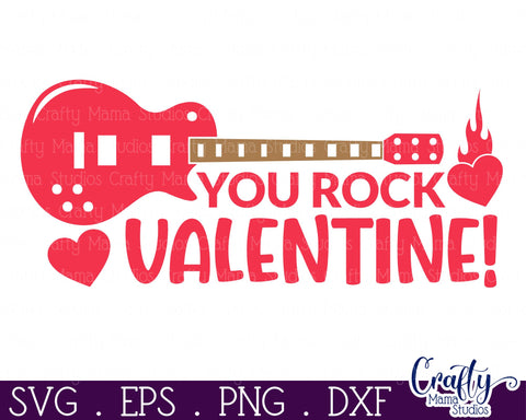 You Rock Valentine Svg | Guitar Valentine Shirt Svg Files SVG Crafty Mama Studios 