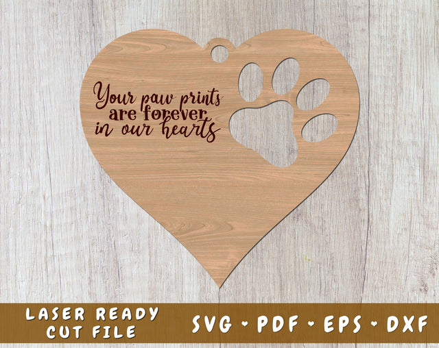Your Paw Prints Are Forever In Our Hearts Laser SVG, Dog Paw Heart SVG, Dog Memorial SVG SVG HappyDesignStudio 