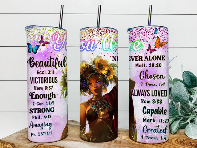 You're Beautiful Enough Strong 20oz Tumbler Sublimation, Afro Women Faith Tumbler, Christian Tumbler Gift, God Png, Sublimation Png Sublimation iStyleDesign 