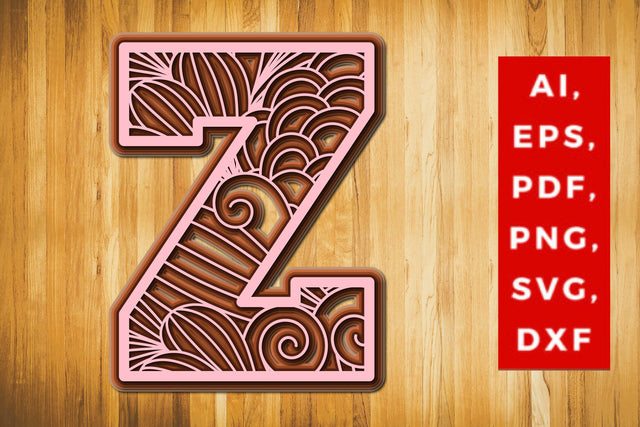 Z Layered Floral Alphabet SVG cut file, laser cut alphabet, mandala alphabet, 5 layer SVG MD JOYNAL ABDIN 