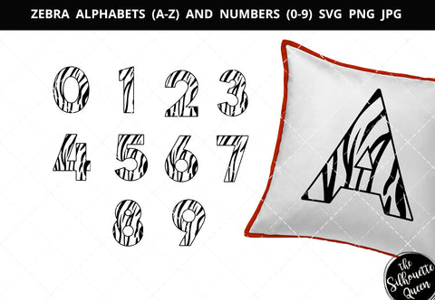 Zebra alphabet a-z svg, zebra number 1-9 svg, alphabet clipart, letters svg font, cut files for cricut, cut files for cricut SVG Loveleen Kaur 