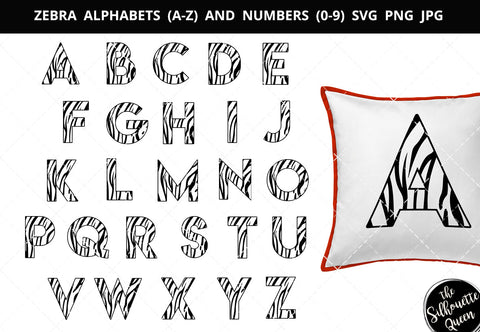 Zebra alphabet a-z svg, zebra number 1-9 svg, alphabet clipart, letters svg font, cut files for cricut, cut files for cricut SVG Loveleen Kaur 