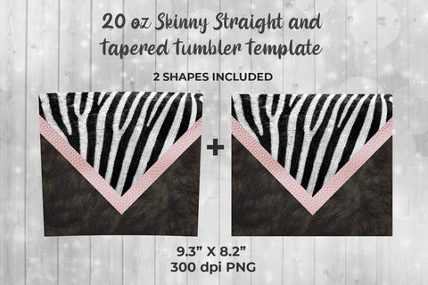 Zebra & Animal 20oz Skinny Tumbler Wrap Template Sublimation Sublimatiz Designs 