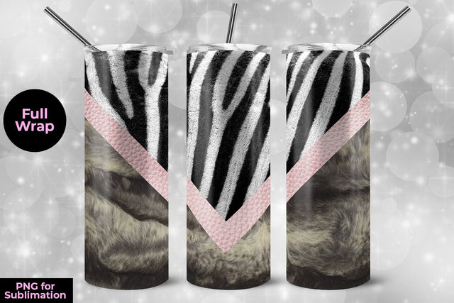 Zebra & Animal Fur 20oz Skinny Tumbler Wrap Template Sublimation Sublimatiz Designs 