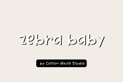 Zebra Baby Font Cotton White Studio 