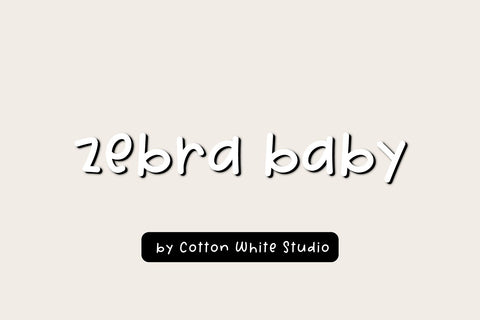 Zebra Baby Font Cotton White Studio 