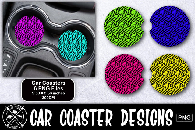 Zebra Car Coasters Sublimation Sublimation Last Frontier Design Co. 
