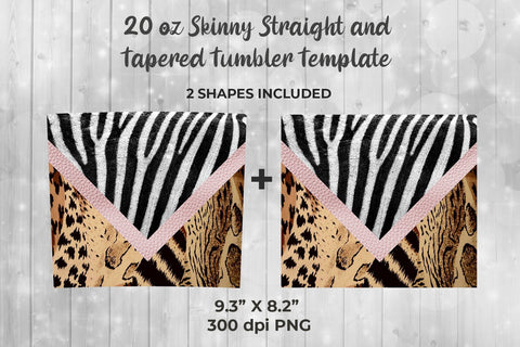 Zebra & Cheetah 20oz Skinny Tumbler Wrap Template Sublimation Sublimatiz Designs 