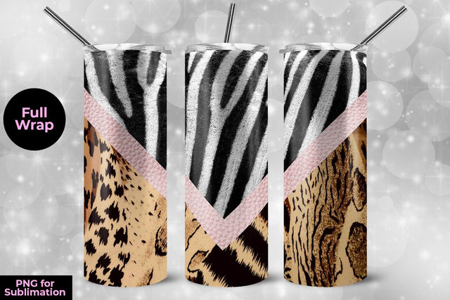 Zebra & Cheetah 20oz Skinny Tumbler Wrap Template Sublimation Sublimatiz Designs 
