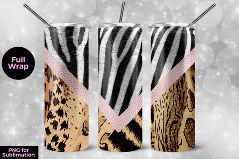 Zebra & Cheetah 20oz Skinny Tumbler Wrap Template Sublimation Sublimatiz Designs 