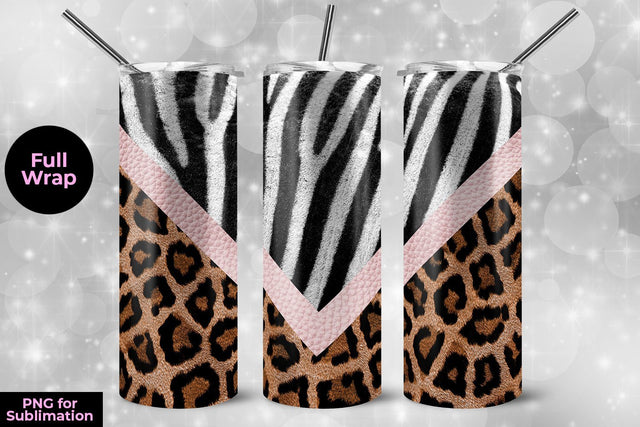 Zebra & Leopard 20oz Skinny Tumbler Wrap Template Sublimation Sublimatiz Designs 