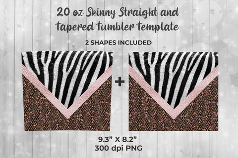 Zebra & Mermaid Scales 20oz Skinny Tumbler Wrap Template Sublimation Sublimatiz Designs 