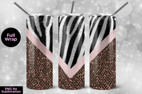 Zebra & Mermaid Scales 20oz Skinny Tumbler Wrap Template Sublimation Sublimatiz Designs 