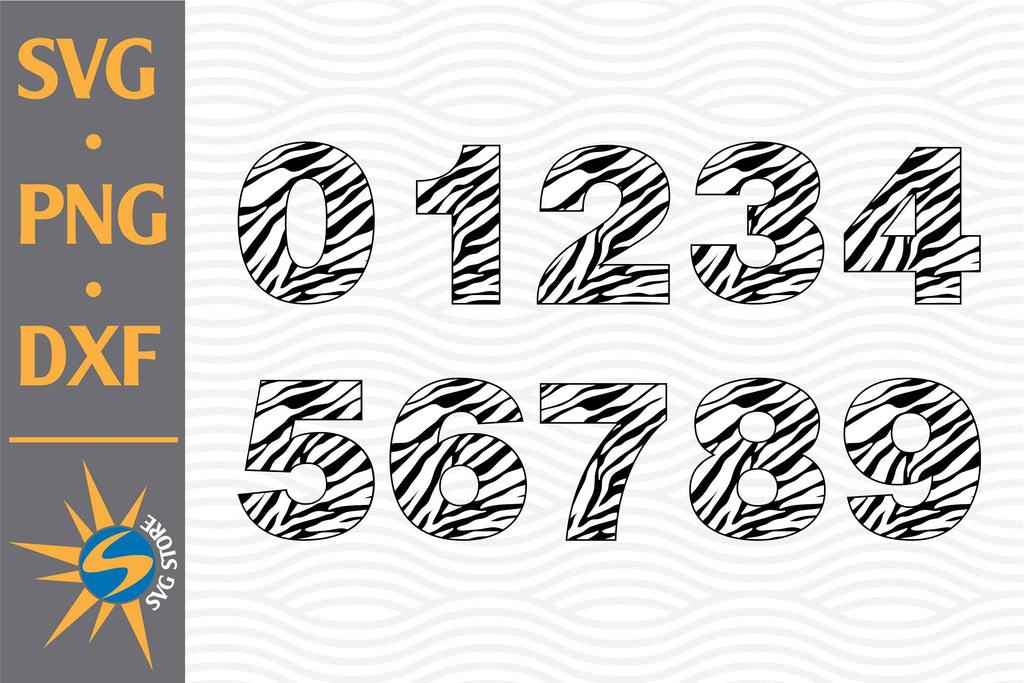 Zebra Numbers SVG, PNG, DXF Digital Files Include - So Fontsy