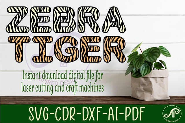 Zebra or Tiger print letters alphabet set. 26 layered letters SVG APInspireddesigns 