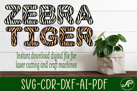 Zebra or Tiger print letters alphabet set. 26 layered letters SVG APInspireddesigns 