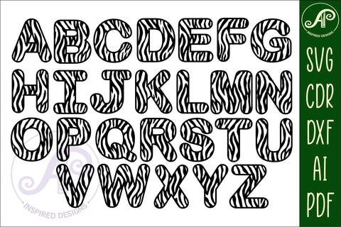 Zebra or Tiger print letters alphabet set. 26 layered letters SVG APInspireddesigns 
