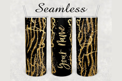 Zebra Print Gold Marble Tumbler sublimation design 20 oz skinny tumbler wrap Sublimation BambinaCreations 