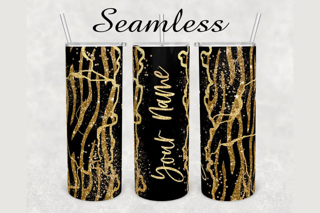 Zebra Print Gold Marble Tumbler sublimation design 20 oz skinny tumbler wrap Sublimation BambinaCreations 