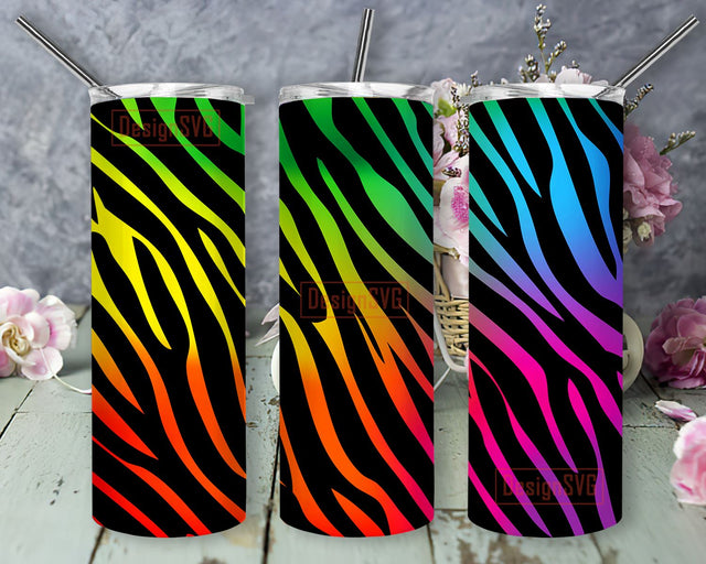 Zebra Rainbow Tumbler, 20oz Skinny Tumbler Sublimation Designs Tumbler for Straight and Tapered PNG File Digital Download, Sublimation Design Tumbler Sublimation DesignSVG 