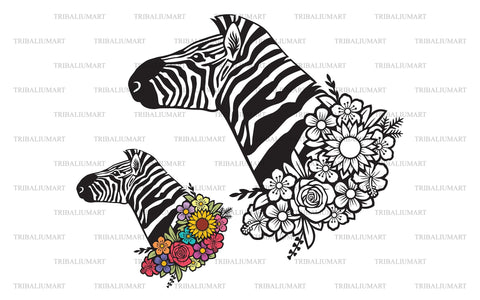 Zebra with flowers SVG TribaliumArtSF 