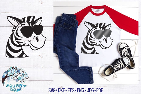 Zebra with Sunglasses SVG SVG Wispy Willow Designs 