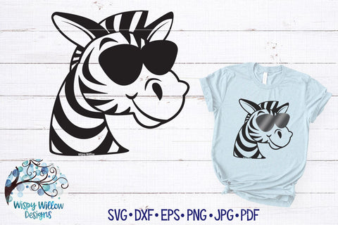 Zebra with Sunglasses SVG SVG Wispy Willow Designs 