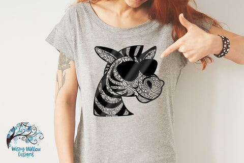 Zebra Zentangle with Sunglasses SVG SVG Wispy Willow Designs 