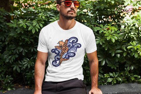 Zen Doodle Gouache Painted Koi Fish PNG Sublimation Angel on Empire 