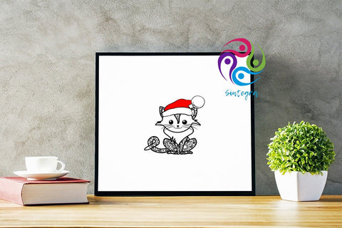 Zen Tangle Cat With Christmas Hat Svg File SVG Sintegra 