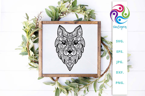 Zen Tangle Wolf Abstract Mandala SVG SVG Sintegra 