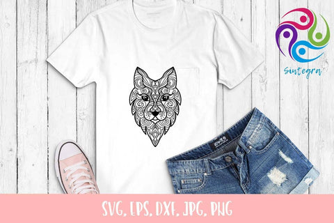 Zen Tangle Wolf Abstract Mandala SVG SVG Sintegra 