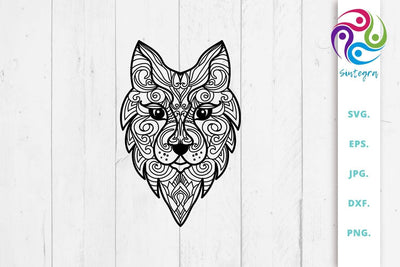 Zen Tangle Wolf Abstract Mandala SVG SVG Sintegra 