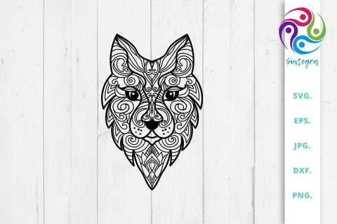 Zen Tangle Wolf Abstract Mandala SVG SVG Sintegra 