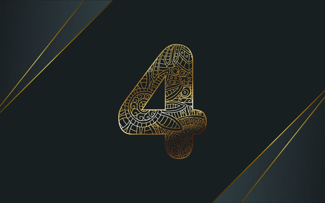 Zentangle 4 number. Mandala Ornamental Four designs with a golden color. SVG naemmiah021 