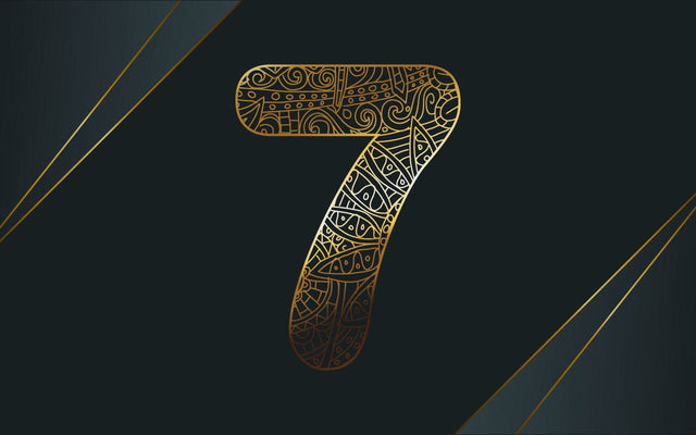 Zentangle 7 number. Mandala Ornamental Seven designs with a golden color. SVG naemmiah021 