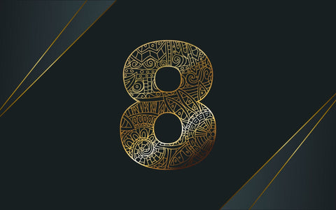 Zentangle 8 number. Mandala Ornamental Eight designs with a golden color. SVG naemmiah021 