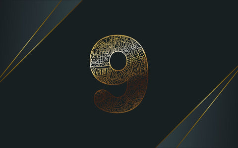 Zentangle 9 number. Mandala Ornamental Nine designs with a golden color. SVG naemmiah021 