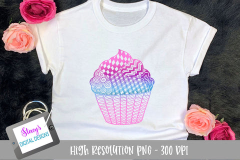 Zentangle Cupcake PNG - Sublimation Design Sublimation Stacy's Digital Designs 