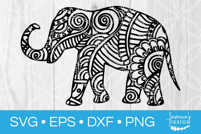 Zentangle Elephant SVG SavanasDesign 