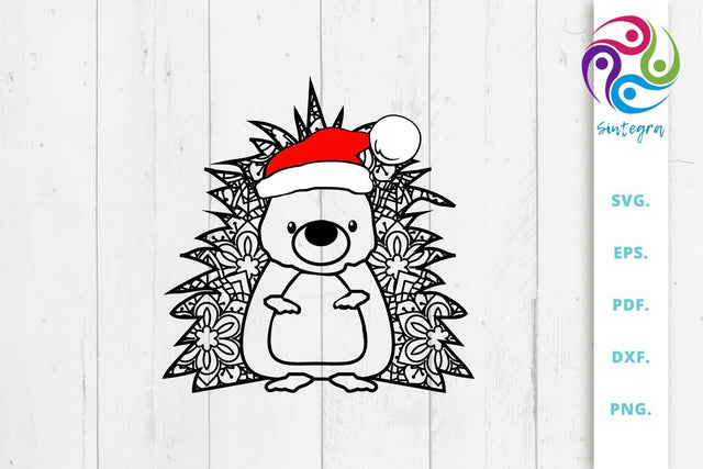 Zentangle Hedgehog with Santa Hat Svg File SVG Sintegra 