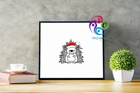 Zentangle Hedgehog with Santa Hat Svg File SVG Sintegra 