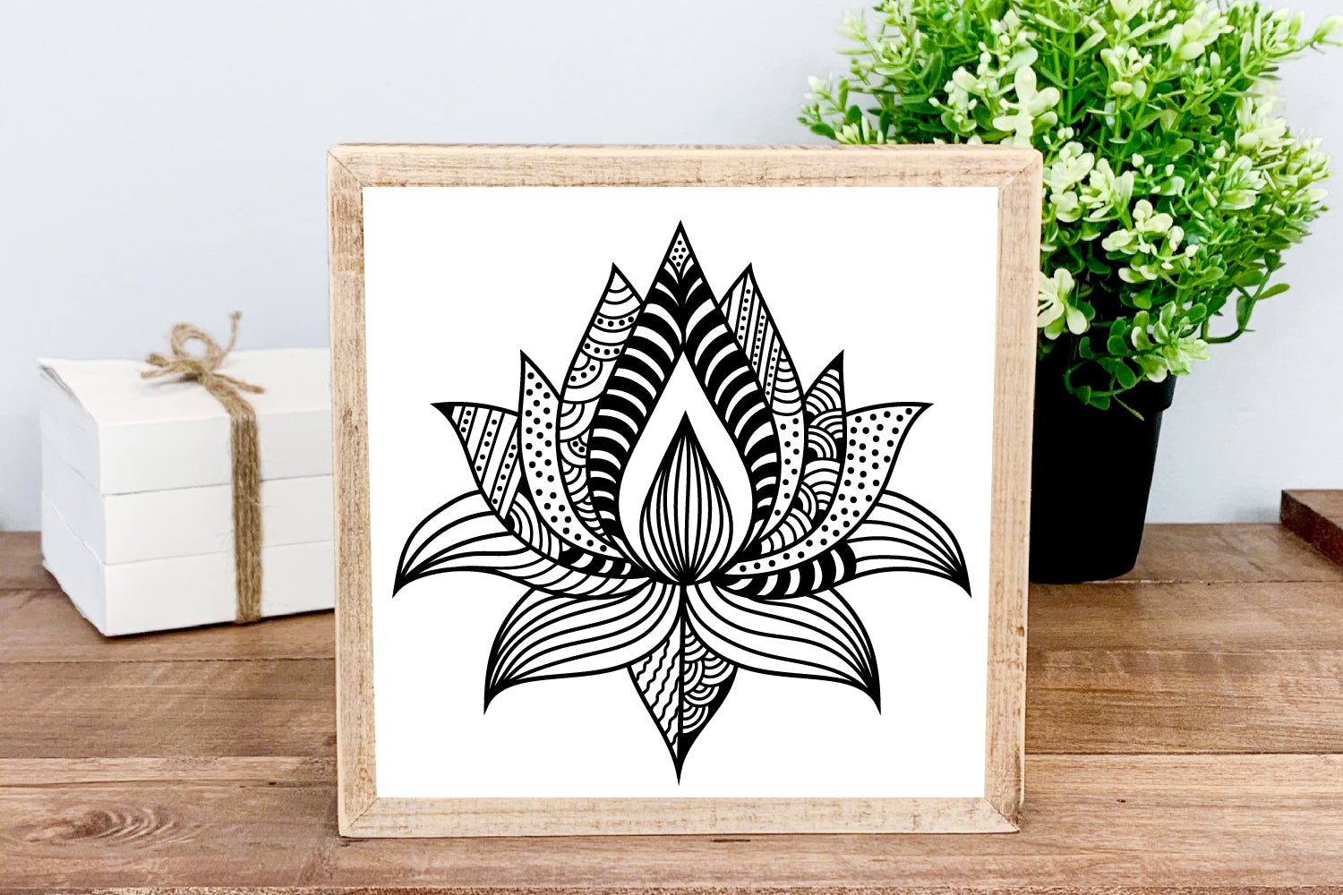 Zentangle flower monogram sublimation design By Svetana Studio