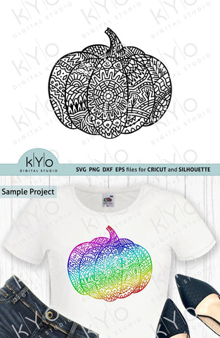 Zentangle Mandala Pumpkin svg png dxf eps files SVG kYo Digital Studio 