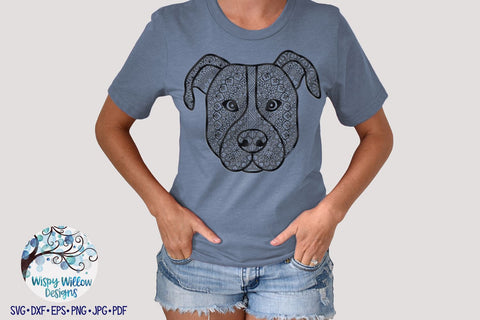 Zentangle Pitbull SVG SVG Wispy Willow Designs 
