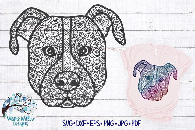Zentangle Pitbull SVG SVG Wispy Willow Designs 