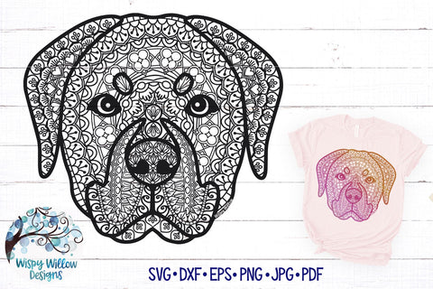 Zentangle Rottweiler SVG SVG Wispy Willow Designs 