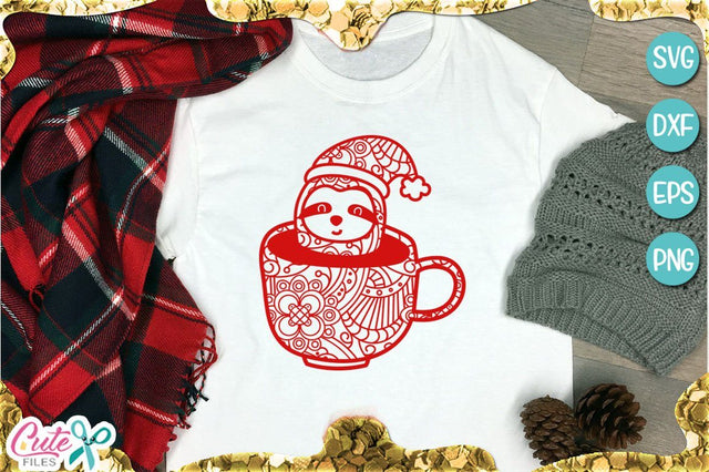 zentangle sloth christmas SVG for crafter SVG Cute files 