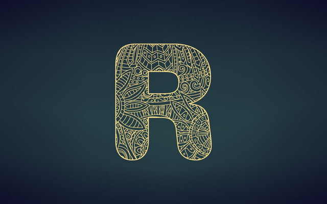 Zentangle stylized alphabet. Letter R in doodle style, mandala. Alphabet in the golden style, vector illustration for coloring page SVG naemmiah021 